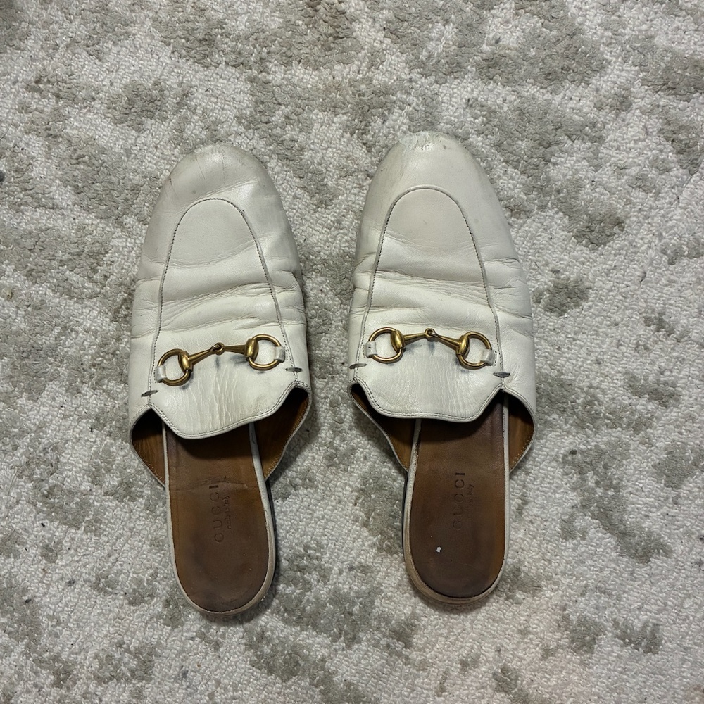 Gucci White Mules